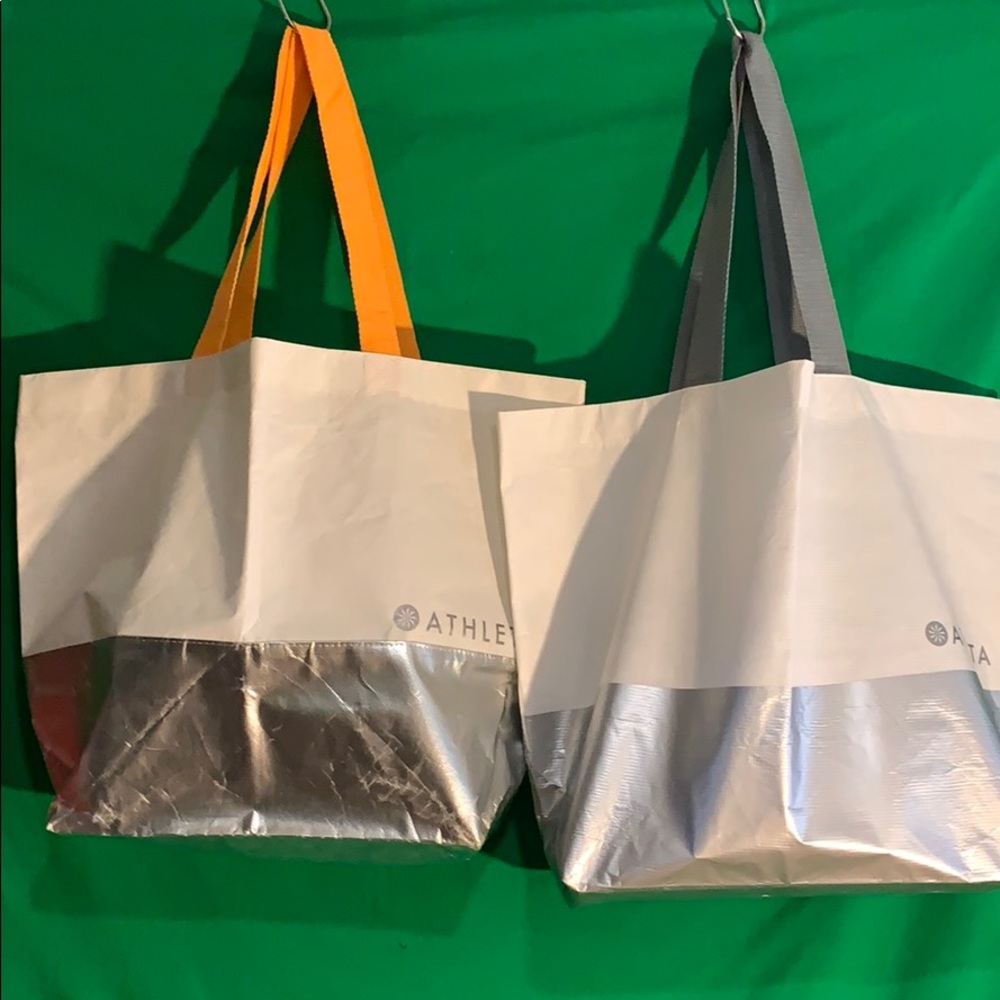 Athleta silver/white shoppers
